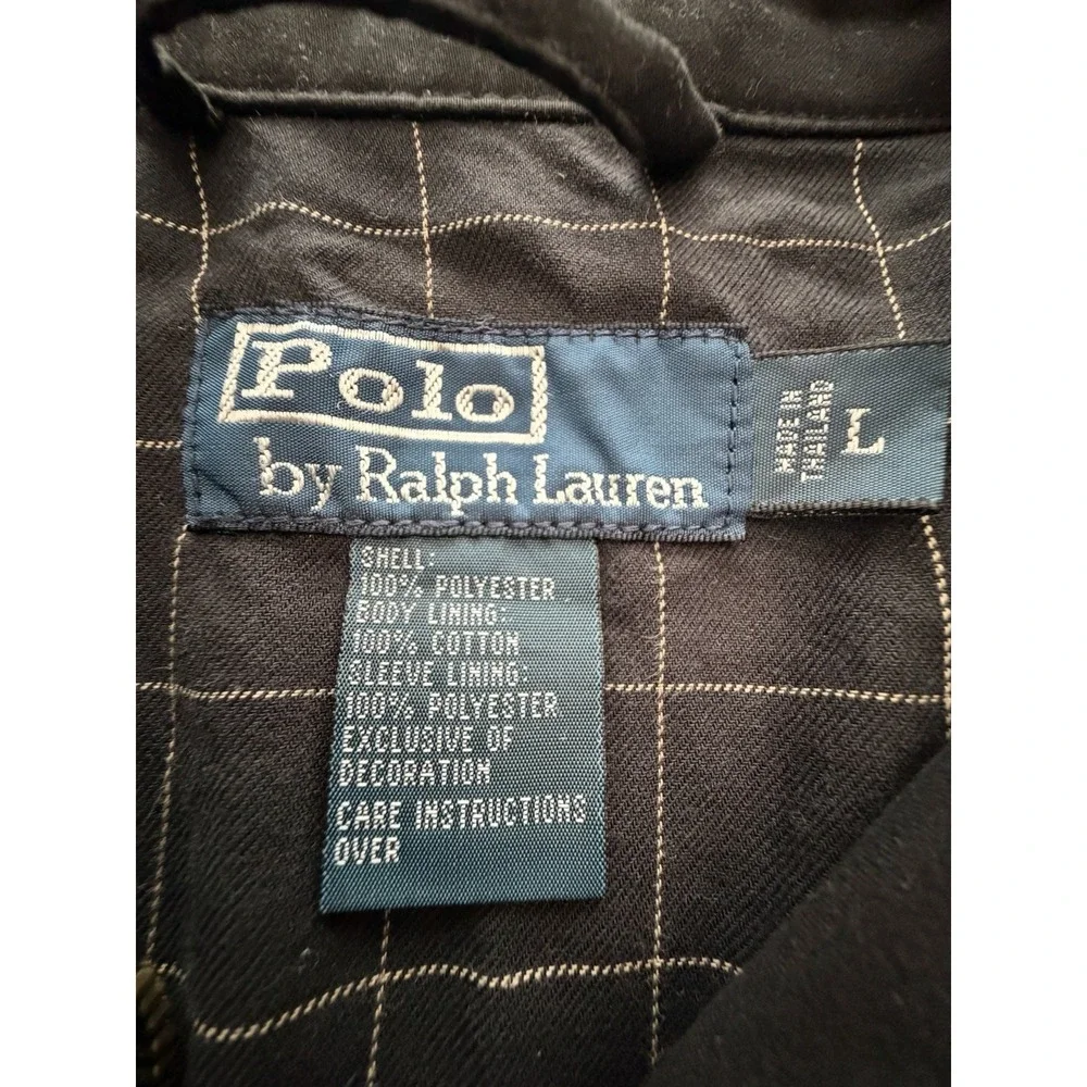 Polo Ralph Lauren Bi Swing Herrington Jacket Mens Large Black Plaid Lined #B13-8